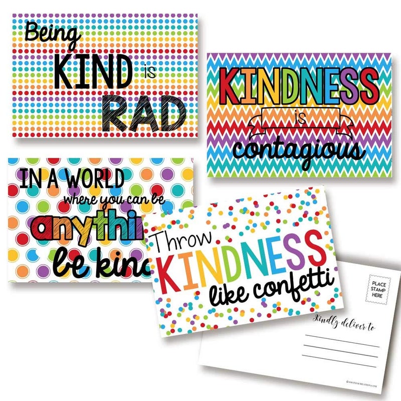 Amanda Creation Kindness Themed Blank Postcards On White Background To Send To Friends & Family, Total of 20 4"x6" Fill In Notecards (5 of each design) by AmandaCreation - Image 1